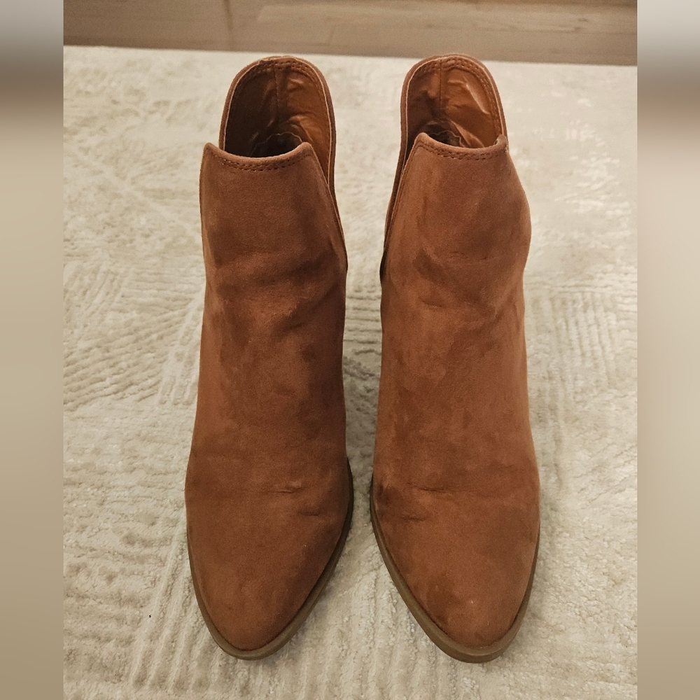 Qupid Tan Suede Ankle Booties